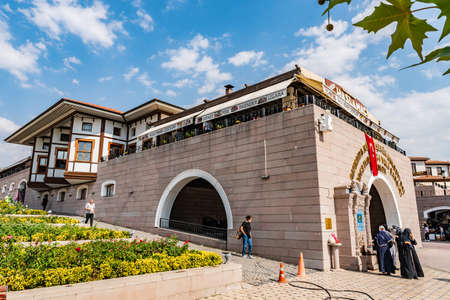 Ankara Haci Bayram Turbesi Mausoleum Breathtaking Picturesque View of Bazaar Building on a Blue Sky Day in Summerのeditorial素材
