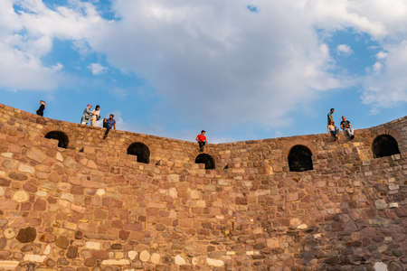 Ankara Castle Kale Breathtaking Picturesque View with Visitors on a Blue Sky Day in Summerのeditorial素材