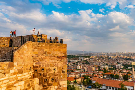 Ankara Castle Kale Breathtaking Picturesque Cityscape View on a Blue Sky Day in Summerのeditorial素材