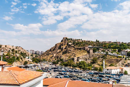 Ankara Haci Bayram Turbesi Mausoleum Breathtaking Picturesque View of Castle on a Blue Sky Day in Summerのeditorial素材