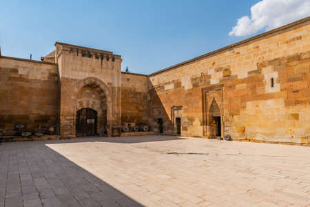Nevshehir Saruhan Caravanserai Breathtaking Picturesque View of Courtyard on a Blue Sky Day in Summerのeditorial素材