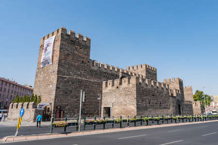Kayseri Castle Kalesi Breathtaking Picturesque View of Walls on a Blue Sky Day in Summerのeditorial素材