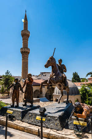 Gaziantep Kalesi Castle Breathtaking Picturesque View of a Soldier Sculptures on a Blue Sky Day in Summerのeditorial素材