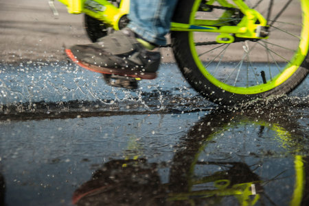 Child crossing with water drops