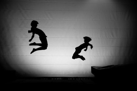friends on trampoline