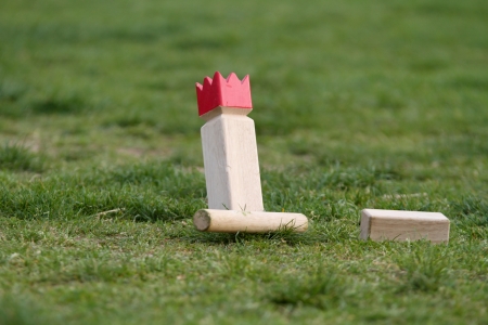 kubb outdoor game  の写真素材