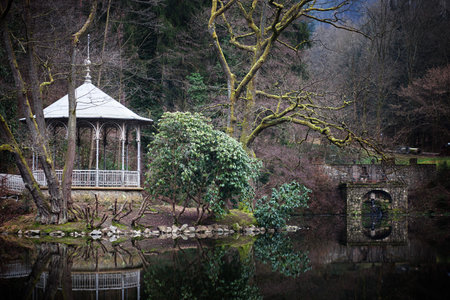 pavillion at lakeの写真素材