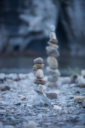 towers of stones in balanceの写真素材
