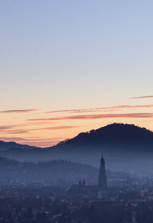 sunset over Freiburg, Germanyの写真素材