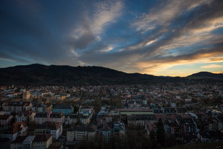 sunset over Freiburg, Germanyの写真素材