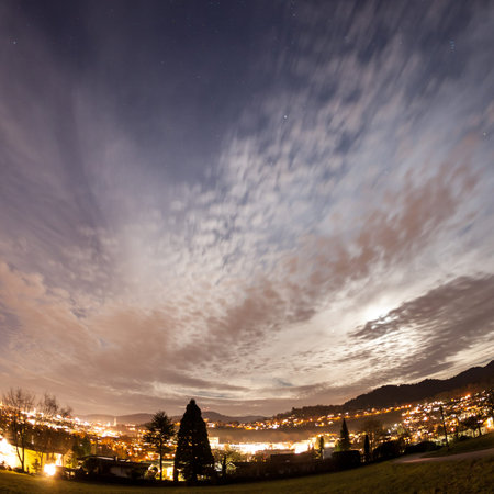 city of Freiburg at nightの写真素材