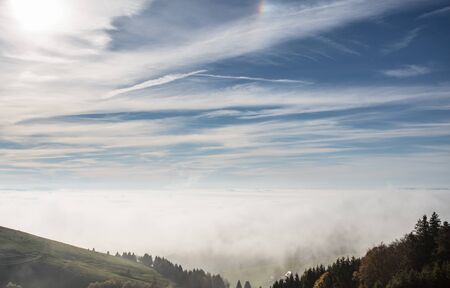 foggy landscape in the black forest, Germanyの写真素材