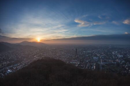 sunset over Freiburg, Germanyの写真素材