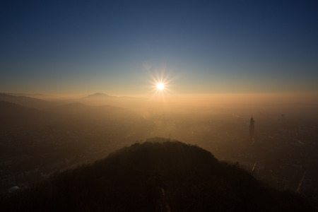 sunset over Freiburg, Germanyの写真素材