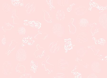 Easter background with rabbits and eggs. Easter wreath. Easter frameのイラスト素材