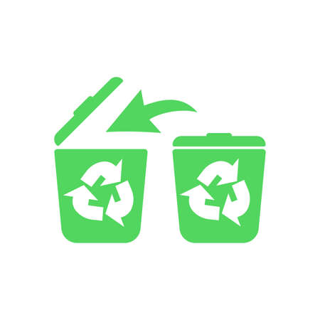 Recycle bin, litter bin, ecological recycle bin or trash can. Icon isolated white background. EPS 10 vectorのイラスト素材