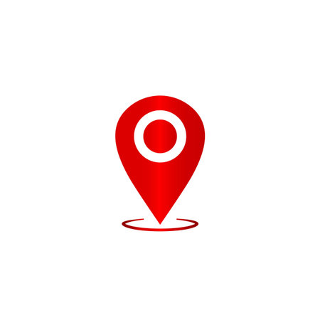 Map pointer, geo pin, location icon in red or geolocation, gps, on isolated white background