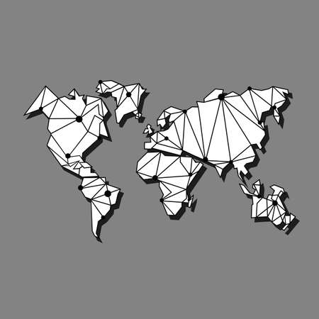 world map with shadow or all continents flat illustration on isolated gray background. EPS 10 vectorのイラスト素材
