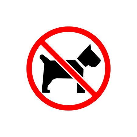 No dogs or stop with animals icon in black and red. Forbidden symbol simple on isolated background. EPS 10 vectorのイラスト素材
