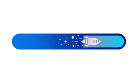 Loading bar with a rocket or spaceship icon flat vector logo design symbol isolated on white...
