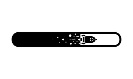 Loading bar with a rocket or spaceship icon vector logo design black symbol isolated on white...