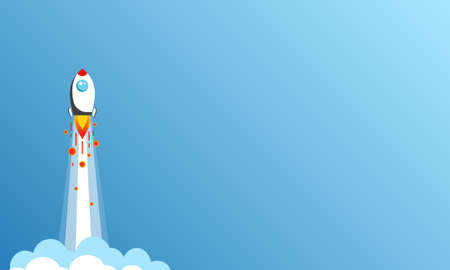 Rocket or spaceship icon flat vector logo design modern colour symbol isolated background. Vector EPS 10.のイラスト素材