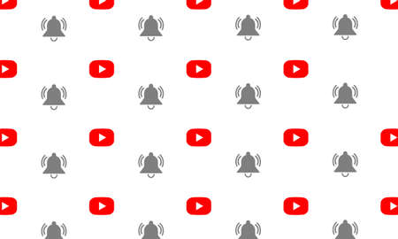 Notification bell and media player icon flat background in modern colour design concept on isolated white background. EPS 10 vector.のイラスト素材