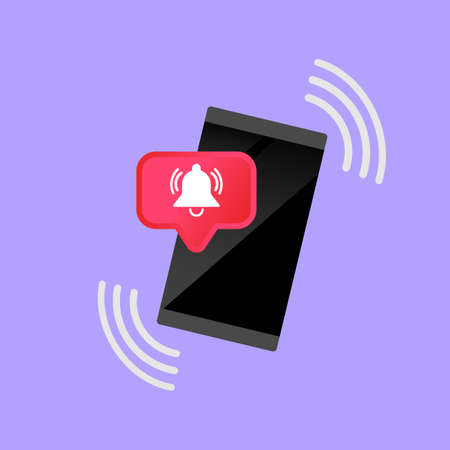 Phone, smartphone with notification bell icon flat in modern colour design concept on isolated blue background. EPS 10 vectorのイラスト素材