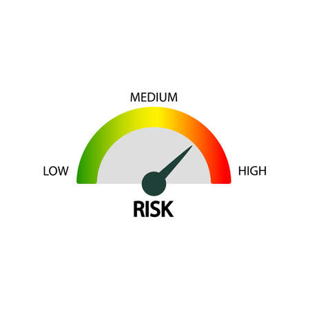Risk icon on speedometer in simple design on an isolated background. EPS 10 vectorのイラスト素材