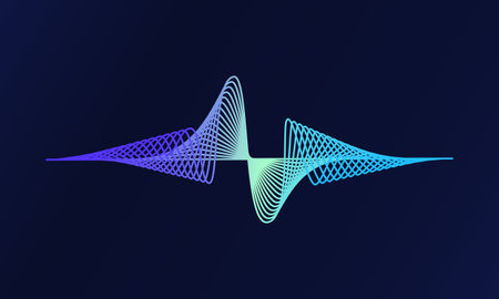Abstract wavy music equalizer lines surface icon on blue background. EPS 10 vector