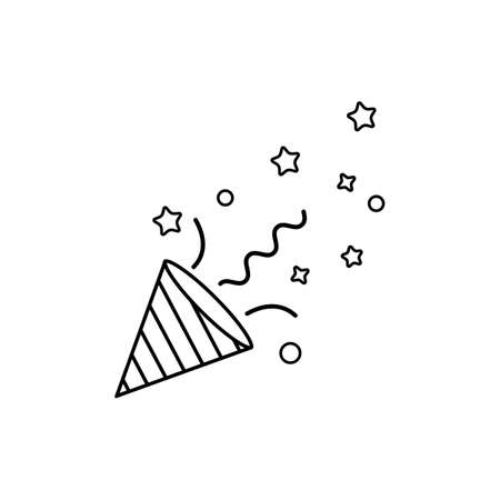 Confetti popper line icon on isolated white background.のイラスト素材