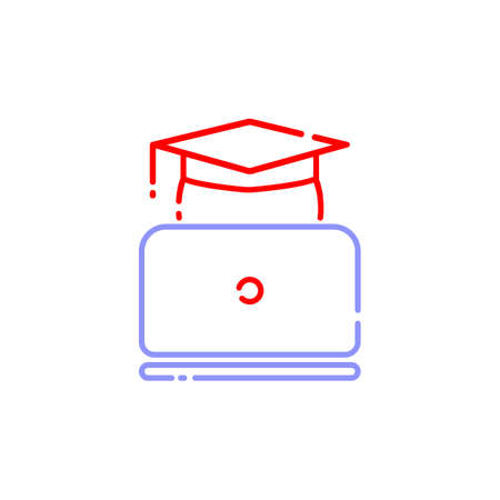 Student with laptop icon line in simple design on an isolated background. EPS 10 vectorのイラスト素材
