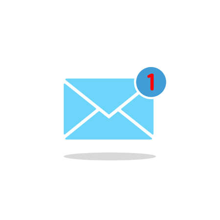 New message, notification, email, amail, chat or letter icon flat in simple design on an isolated background.のイラスト素材