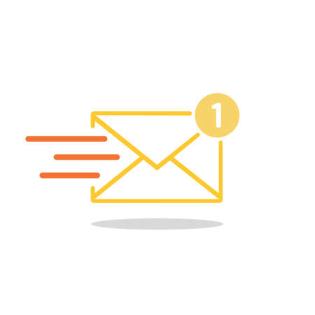 New message, notification, email, amail, chat or letter icon flat in simple design on an isolated background.のイラスト素材