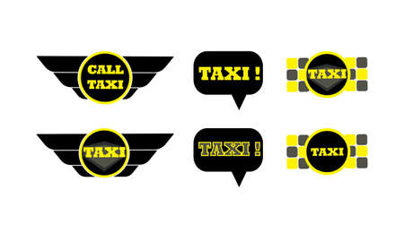 Taxi icons flat set on isolated white background.のイラスト素材