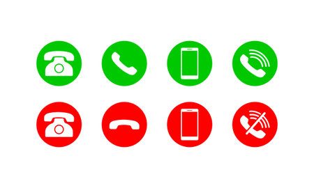 Set of communication icons flat. Phone, smartphone, mobile phone circle in modern color design...