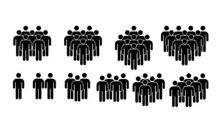 Group of people icon set. Team, teamwork in simple design on an isolated white background. EPS 10 vector.のイラスト素材