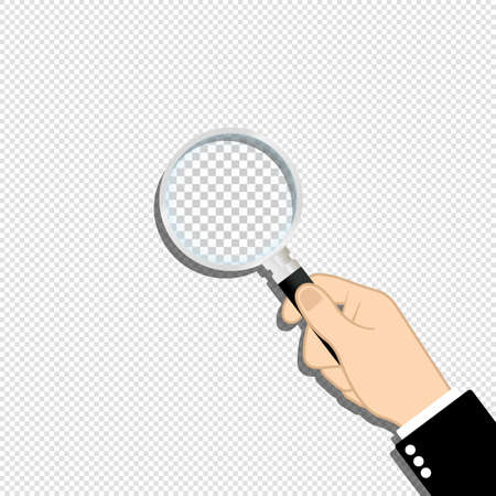Magnifying glass in hand icon flat on isolated background. EPS 10 vectorのイラスト素材