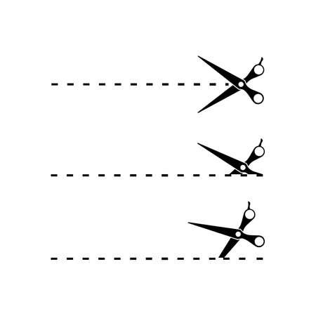 Scissors and cut lines icon on isolated white background. EPS 10 vectorのイラスト素材