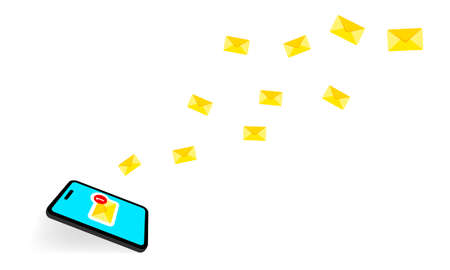 Phone send mail. A new message icon flat on isolated background. EPS 10 vectorのイラスト素材