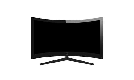 4k curved screen smart tv in modern ultra hd resolution on isolated white background.のイラスト素材