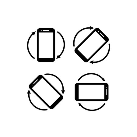 Smartphone rotation icons. Phone rotate set. Phone tilt vertical and horizontal signs. mobile icon on isolated background. New Electronic device. Eps 10 vectorのイラスト素材
