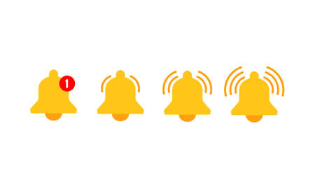 Notification bell icons set for incoming inbox message. Vector ringing bell. New message on isolated background.のイラスト素材