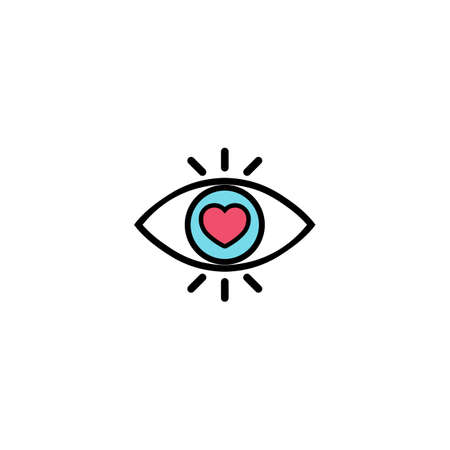 Heart in the eye icon flat. Love stories symbol. Valentines day concept.のイラスト素材