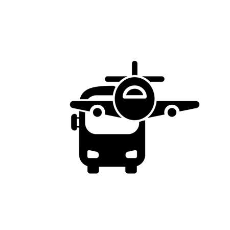 Bus, plane icon. Travel agency badge design on isolated white background.のイラスト素材