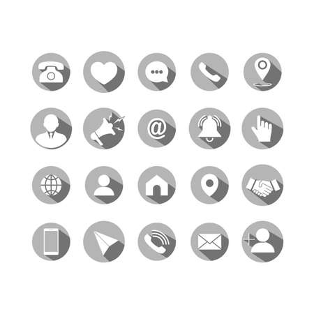 Set of business icons set modern button. Web, phone, mobile phone, mail on isolated background.のイラスト素材