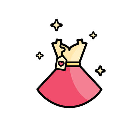 Women dress with a tag. Shopping. Footwear. Fashion. Objects.のイラスト素材