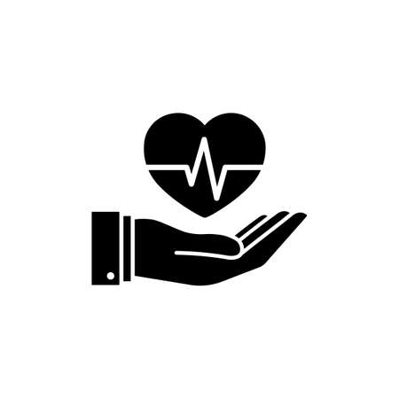 Hand, heart, cardiogram, cardiology icon. Vector on isolated white background.のイラスト素材