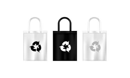 Fabric eco bag with a recycle symbol isolated on white backgroundのイラスト素材