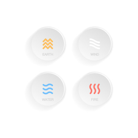 Four natural elements icon, ine symbols. Wind, fire, water, earth. Pictograph. Logo template. Vector...